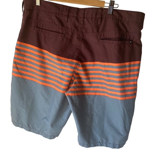 Hurley striped bermuda orange gray board-shorts swimsuit trunks beach men 36 - Picture 2 of 6